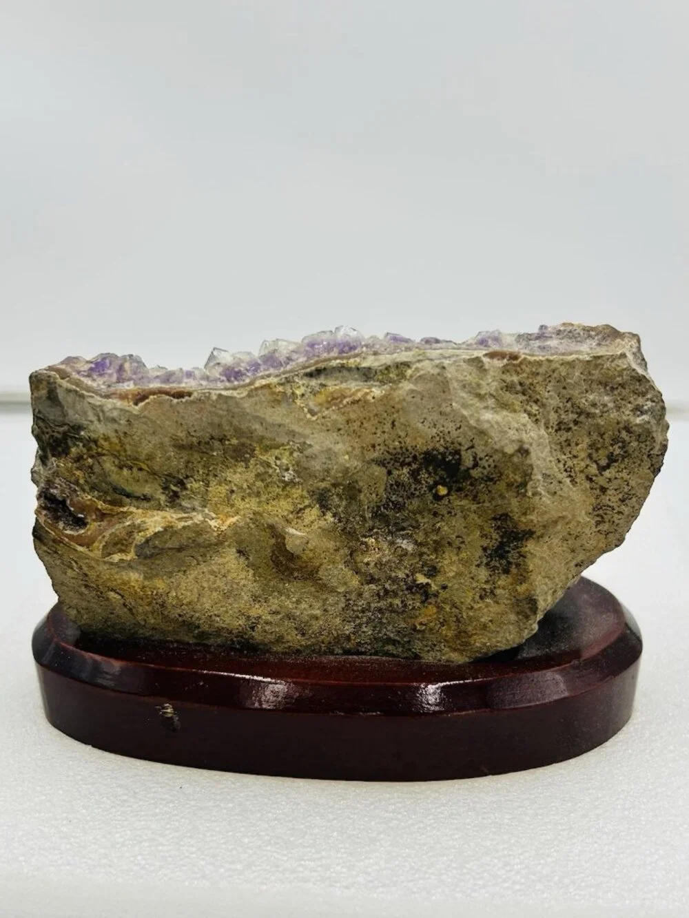 Amethyst Crystal Cluster Geode Decorator Piece on Display Stand Base Home Accent